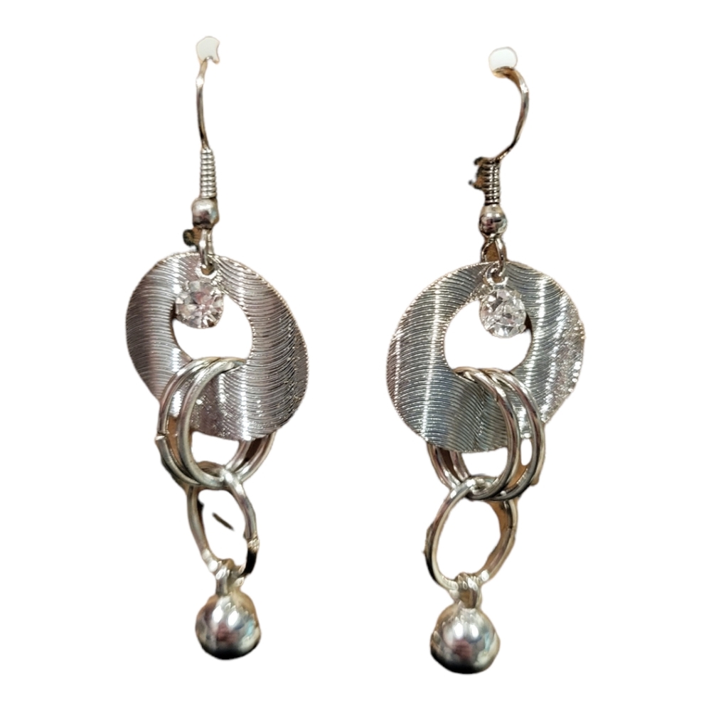 Silver dangle drop earrings with hook back
